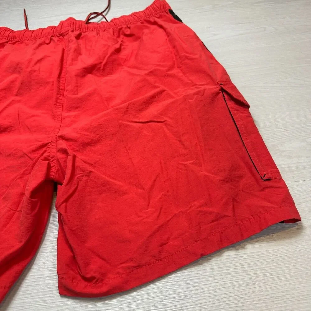 Daniel Cremieux Men XL Swim Trunks Red Black Cargo Board Shorts Mesh Lined Pouch